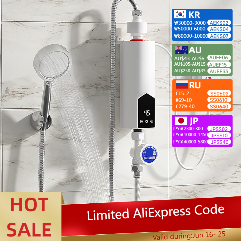 Home Bathroom Water Heater - 3500W Kitchen Bathroom Instantaneous Electric Water