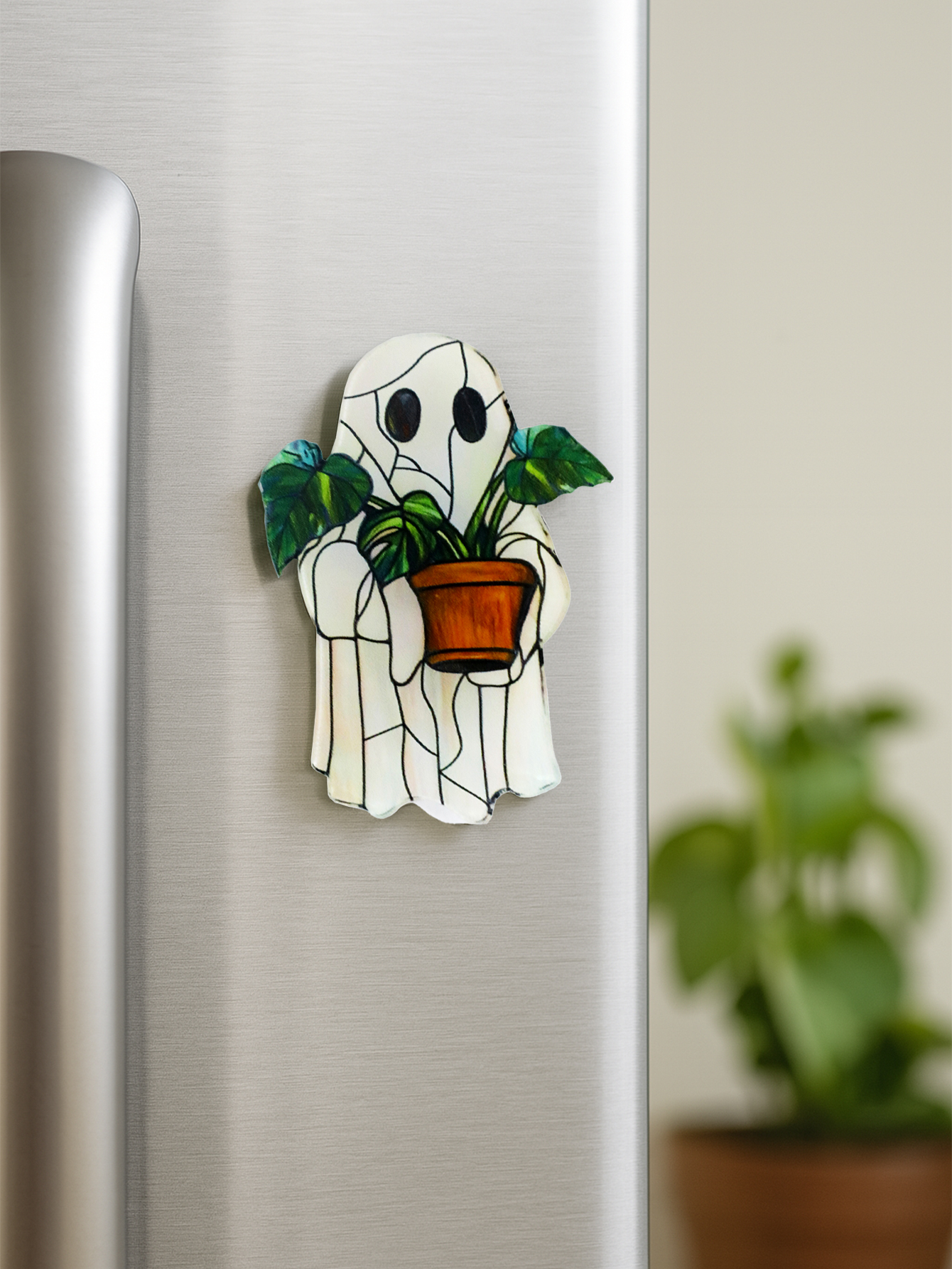 Home Bathroom Glass - Halloween Ghost Acrylic Sticker, Cute Ghost