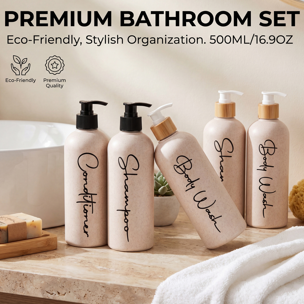 Home Bathroom Gadgets - Bathroom Accessory Set, 3PCS Refillable Shampoo