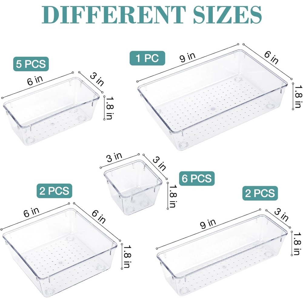 16 PCS Drawer Organizer Set wi - Home Bathroom Gadgets avaliação e preço