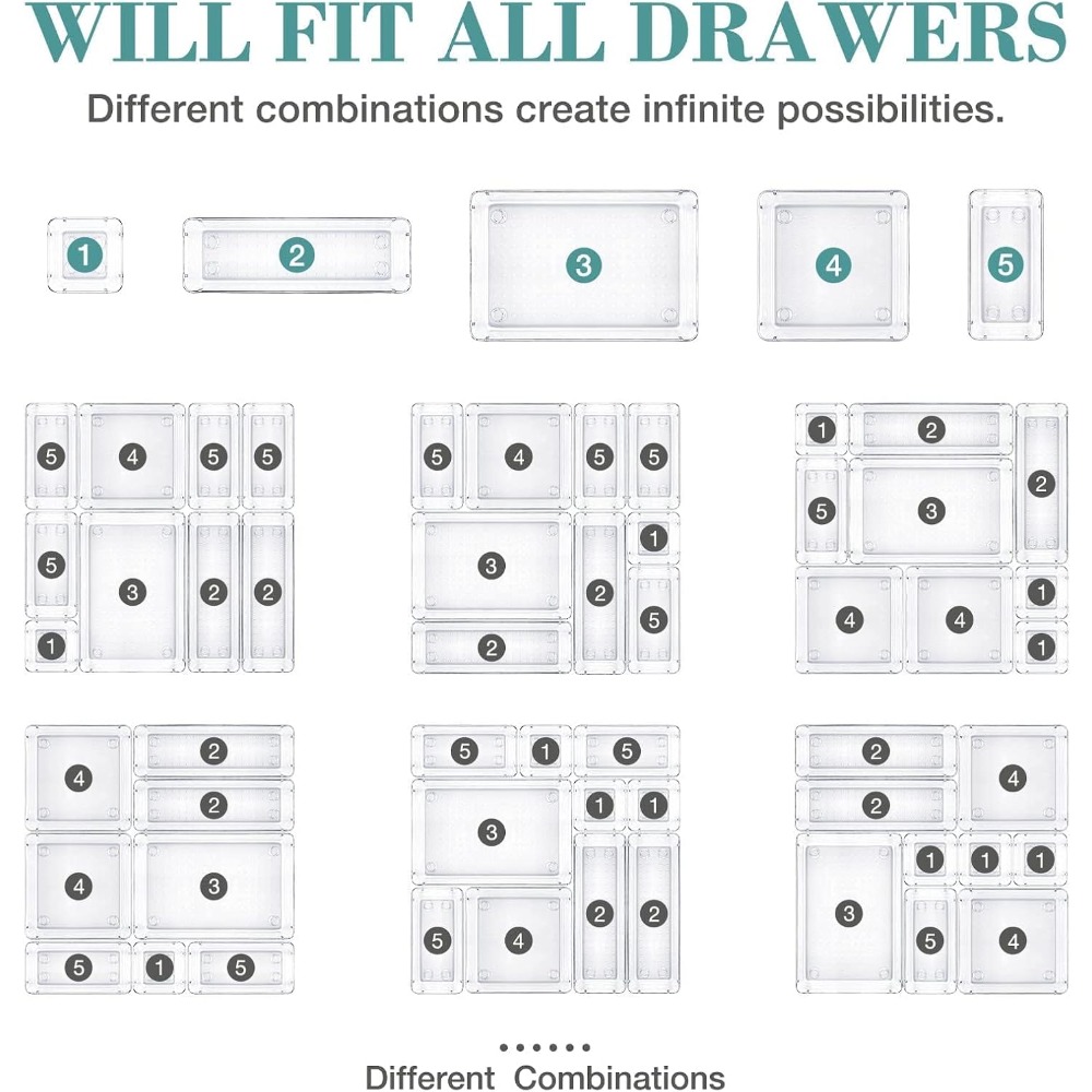 16 PCS Drawer Organizer Set wi - Home Bathroom Gadgets avaliação e preço