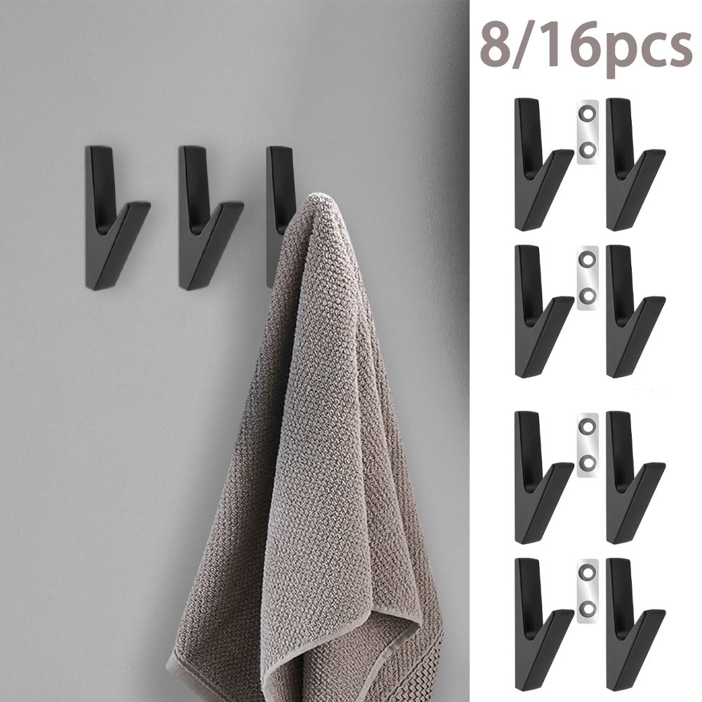 8/16Pcs Towel Hooks Metal Matt - Home Bathroom Gadgets avaliação e preço