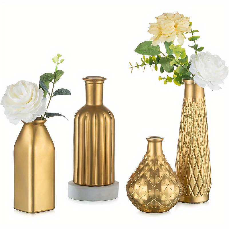 Golden Glass Vase, Cylindrical - Home Bathroom Glass avaliação e preço