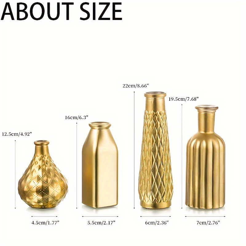 Golden Glass Vase, Cylindrical - Home Bathroom Glass avaliação e preço