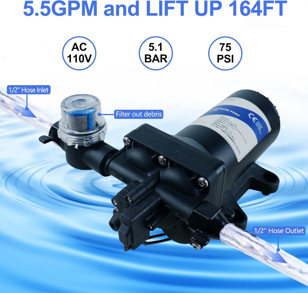 110V AC Water Diaphragm Pump 5 - Home Bathroom Pressure Pump avaliação e preço