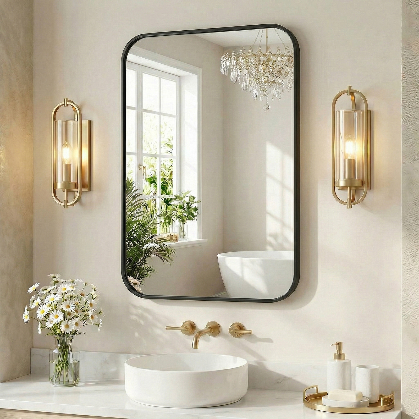 JHK Rounded Rectangle Wall Mir - Home Bathroom Glass avaliação e preço