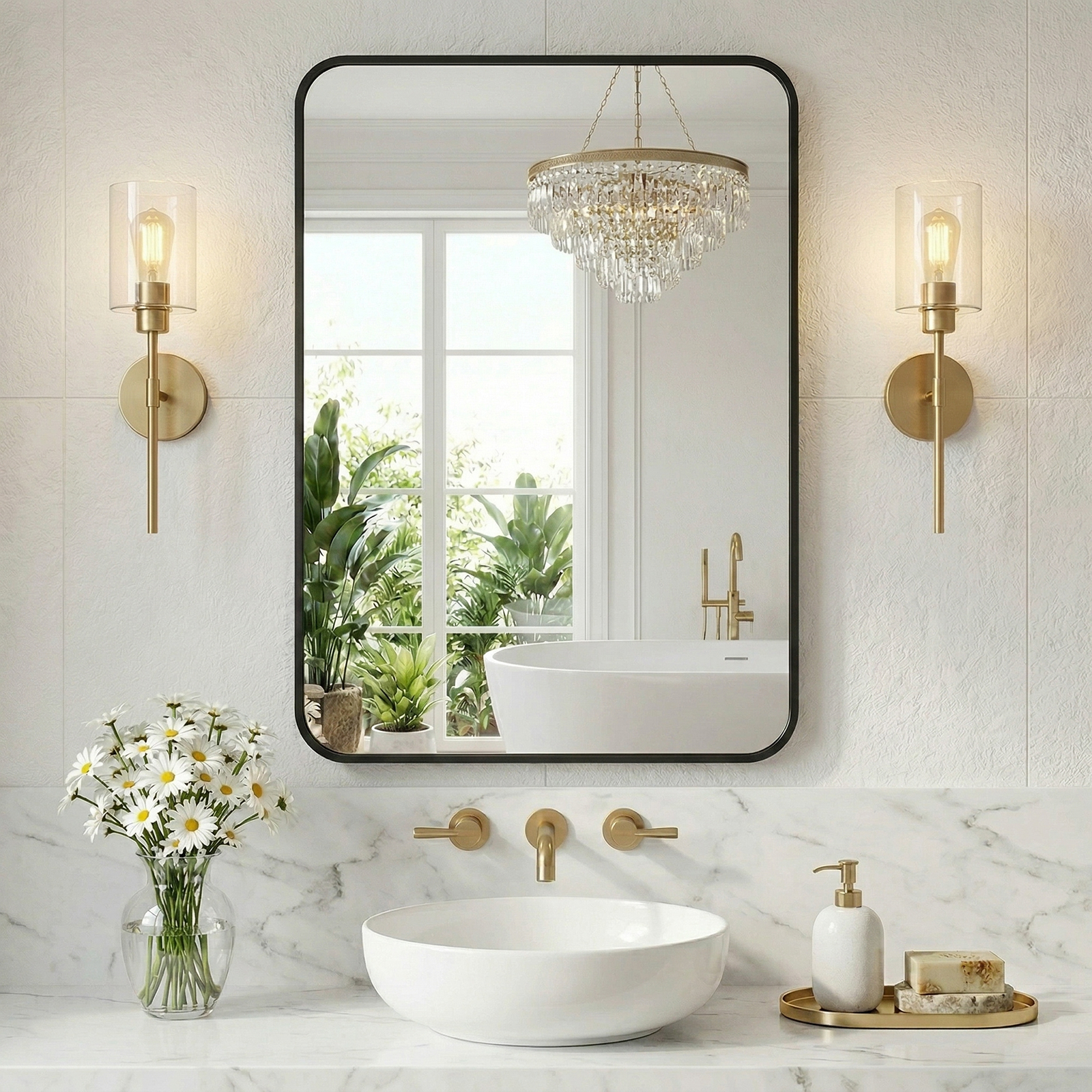 JHK Rounded Rectangle Wall Mir - Home Bathroom Glass avaliação e preço