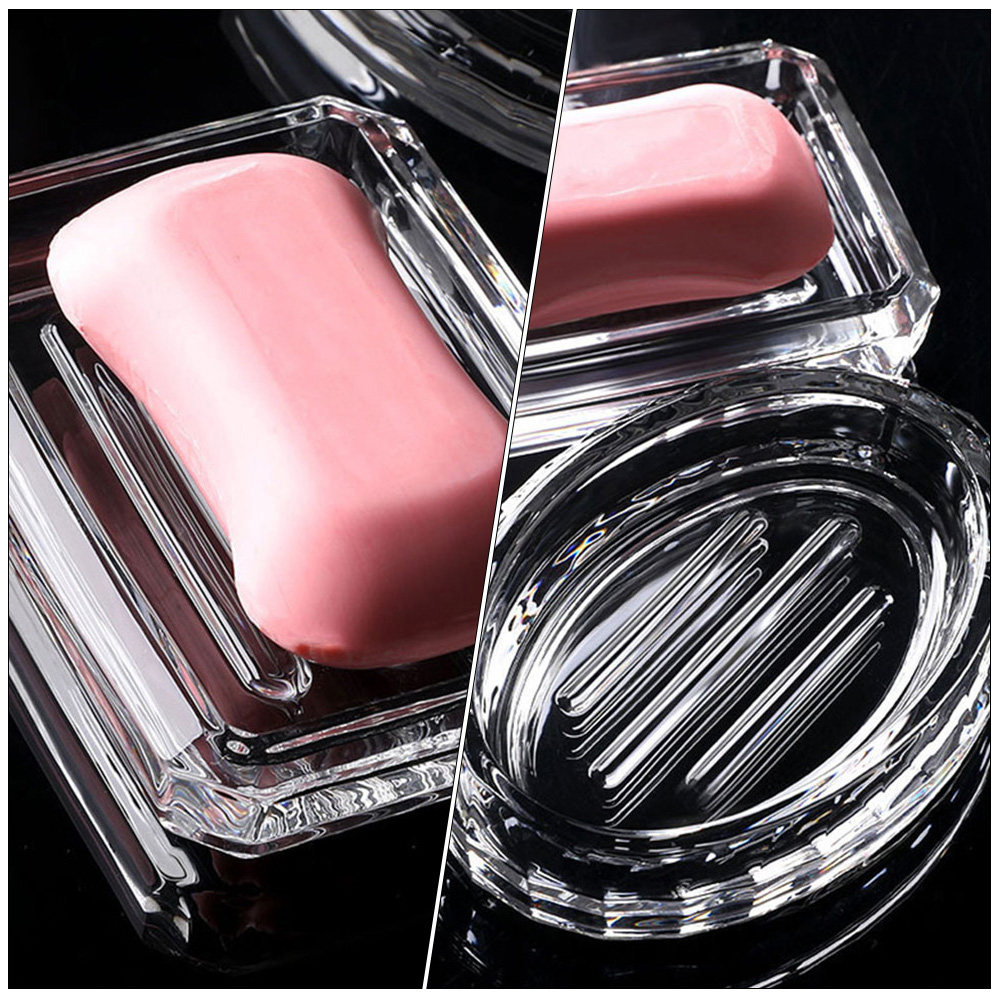 2Pcs Soap Box Transparent Glas - Home Bathroom Accessories avaliação e preço