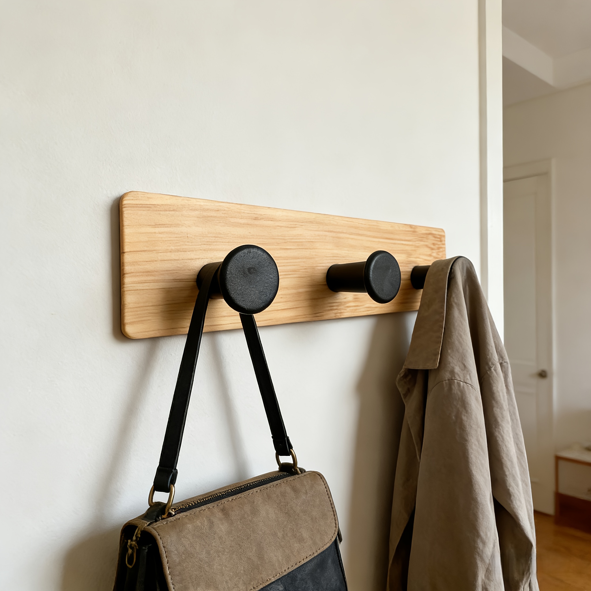 1Pc Bamboo Wood Hook Wall Clot - Home Bathroom Gadgets avaliação e preço