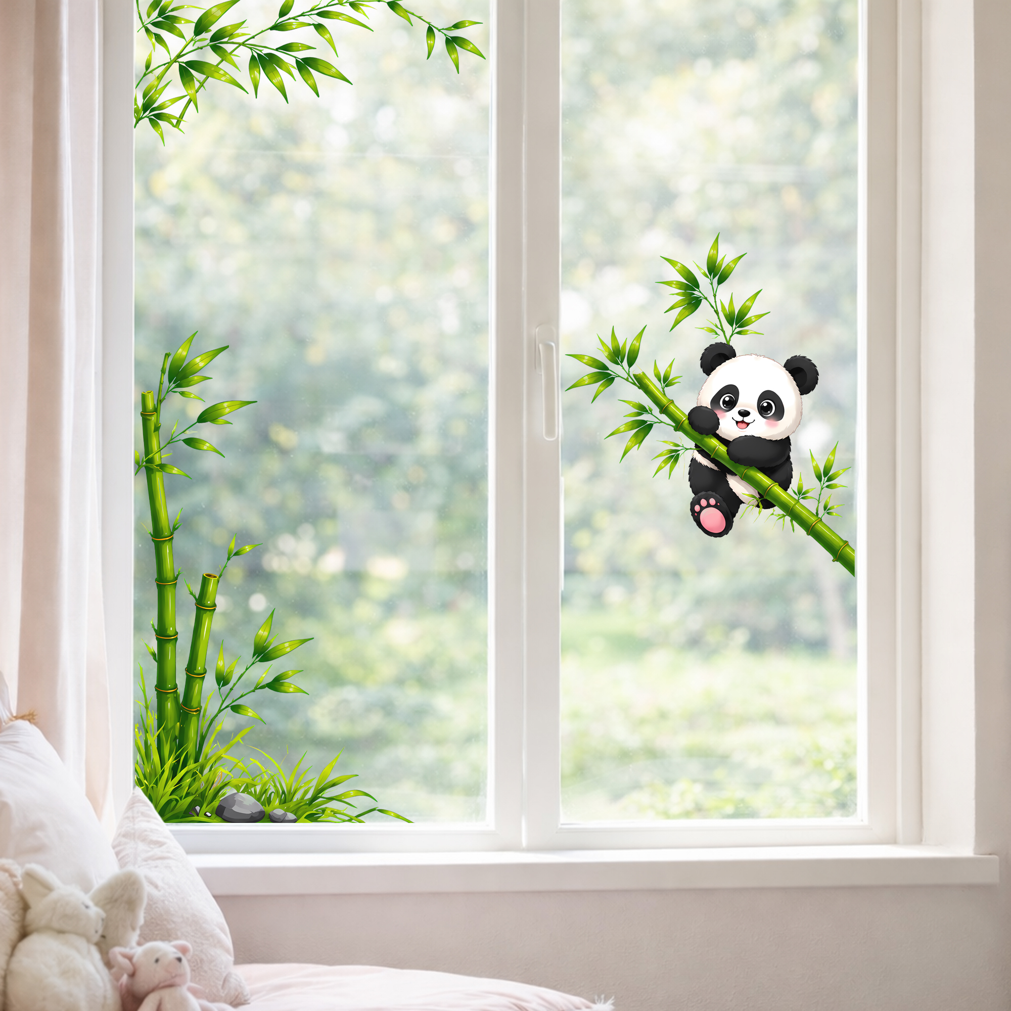 Cute Panda with Bamboo Bathroo - Home Bathroom Glass avaliação e preço
