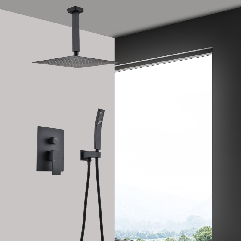 Black Solid Brass Shower Syste - Home Bathroom Shower avaliação e preço